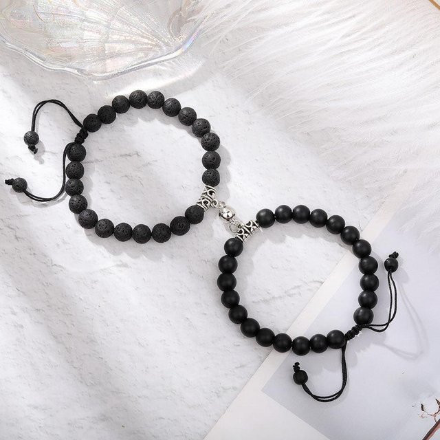 Rui Di Magnet-Paar-Armbänder, Naturstein-Perlen, Herz, Unisex - Bild 1
