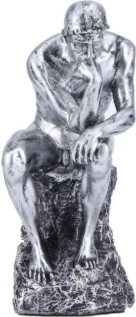 Denker Statue von OutsideWorld in Silber und Grau, Europäischer Stil Harz Skulptur als Ornament für dein Heim oder Büro - Bild 1