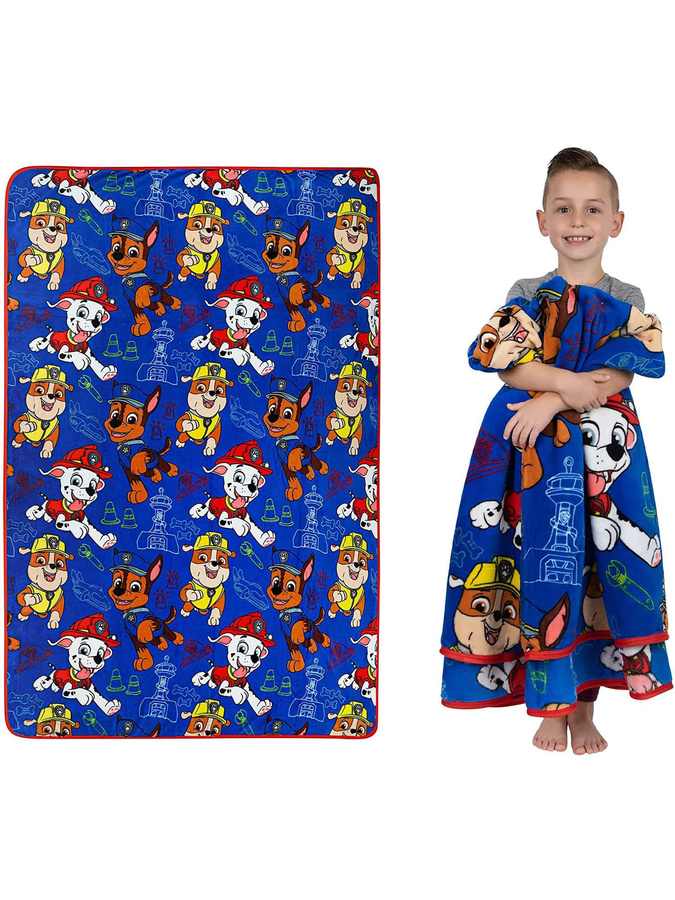 Paw Patrol Kinderbettwäsche mit superweicher Plüsch-Überwurfdecke aus Fleece in Blau - Bild 2
