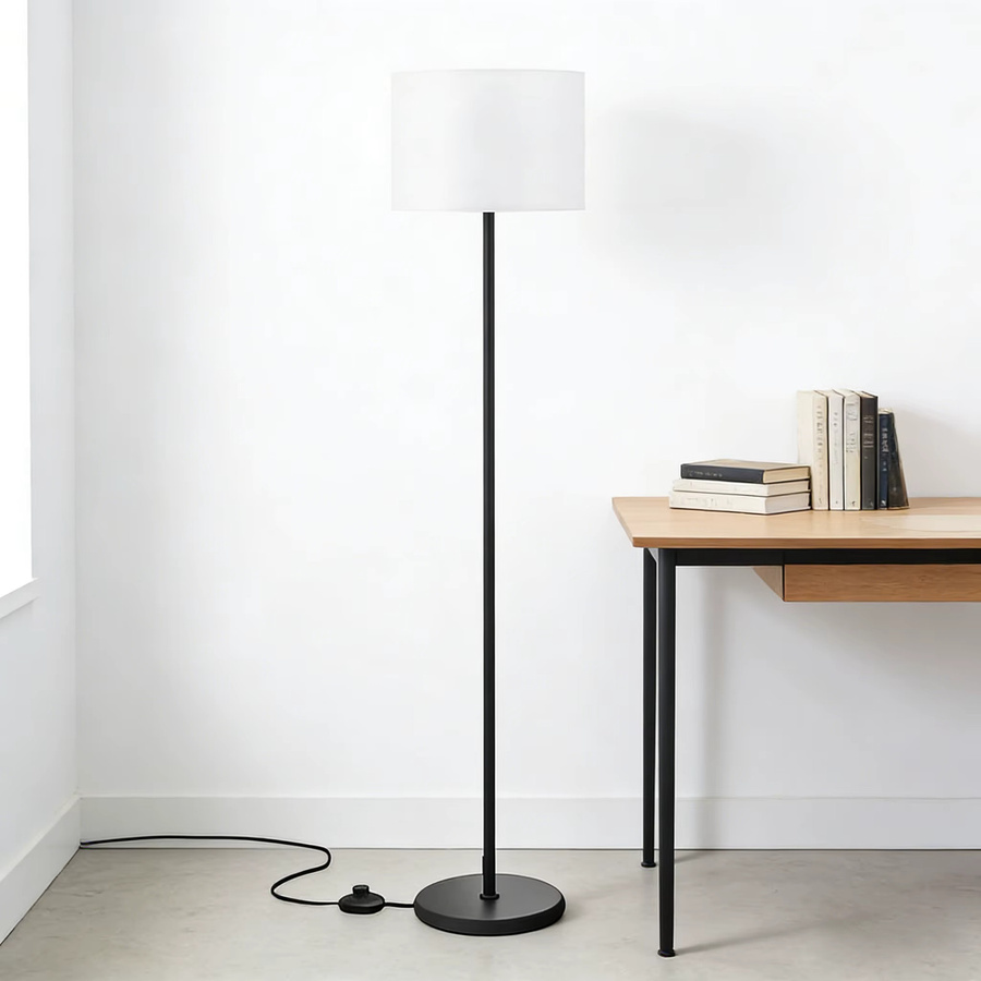 Moderne LED-Stehleuchte PIBAOGU mit weißem Lampenschirm und Fußschalter, Höhe: 155 cm, E27 - Bild 3