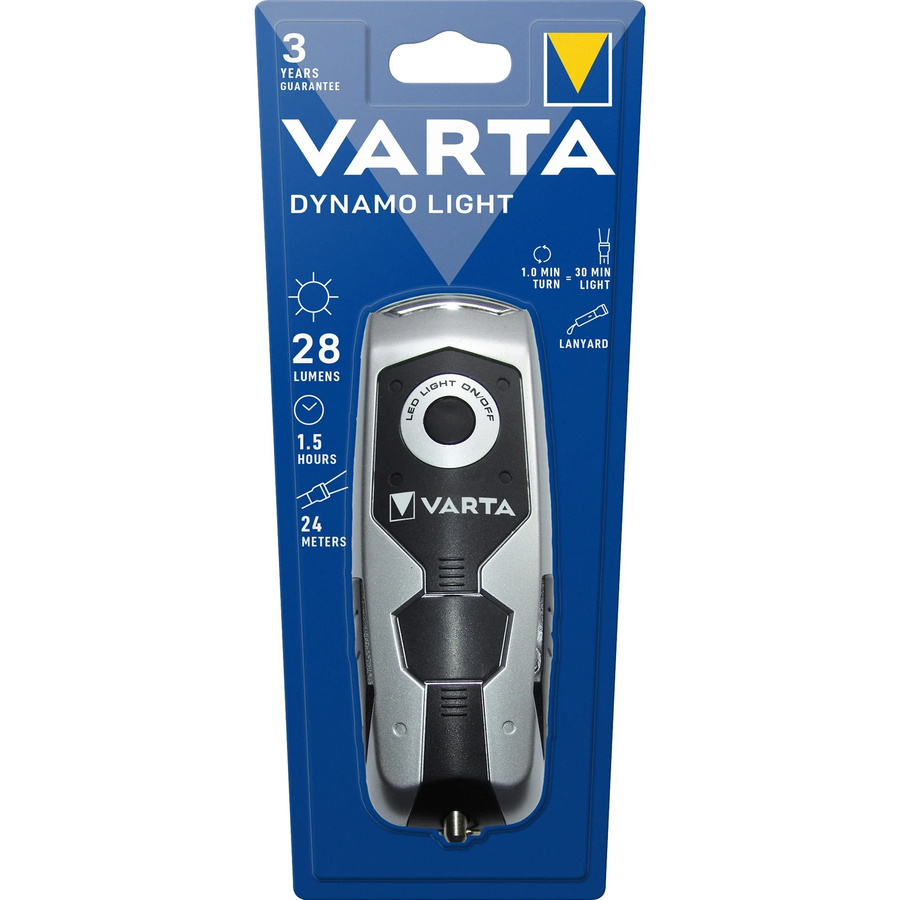 Varta Dynamo Light LED Taschenlampe dynamobetrieben in Schwarz und Grau - Bild 1
