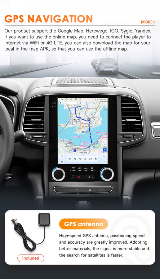 OSSURET Android Auto und Apple CarPlay Multimedia-Radio für Renault Koleos, Megane 4, Samsung SM6 und Talisman in Schwarz inklusive 360-Grad-Kamera - Bild 4
