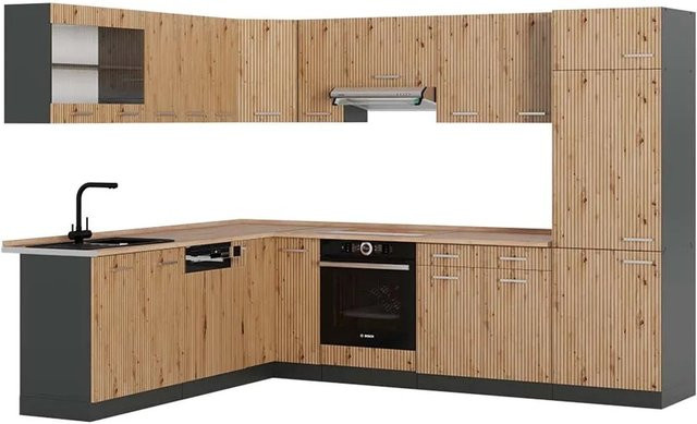 Vicco R-Line Eckküche Artisan Eiche und Anthrazit B/T/H: 227 x 287 x 207 cm - Bild 1