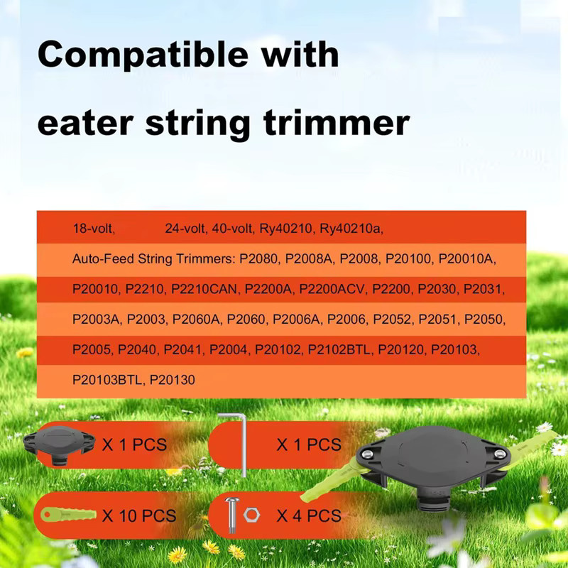Ryobi Trimmerkopf mit 10 Kunststoff-Schnellladeklingen für 18V, 24V und 40V Modelle Ry40210 und Ry40210a in Schwarz-Grün - Bild 4