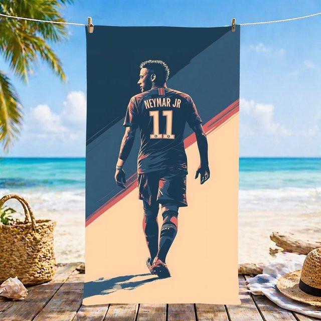 N-Neymar Jr Mikrofaser Strandhandtuch von JMG Household Supplies, schnelltrocknend und sandfrei, Multicolor, Breite: 178 cm, Breite: 90 cm - Bild 1