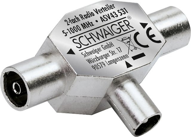 Schwaiger 2-fach Aufsteckverteiler Rundfunk in Silber - Bild 1