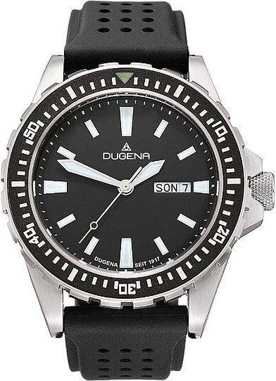 Dugena Herren-Taucheruhr, Quarz, Edelstahl, 44 mm, Schwarz, 20 ATM - Bild 1