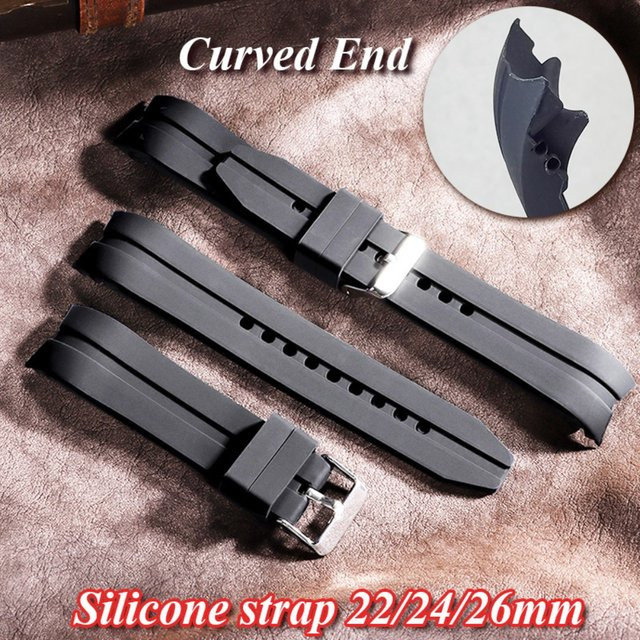 HQstrap Uhrenarmband Kautschuk, Schwarz, gebogenes Ende - Bild 1