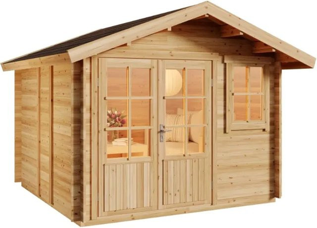 Alpholz Gartenhaus Set Palermo Naturbelassen mit Dacheindeckung und Fußboden B/T: 331 x 331 cm - Bild 1