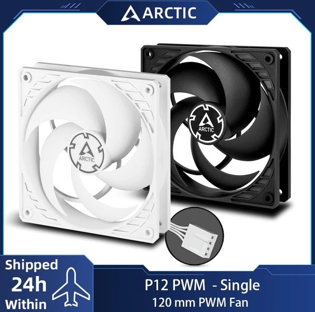 ARCTIC P12 PWM Gehäuselüfter in Weiß, 120 mm, druckoptimiert, 200–1800 U/min - Bild 1