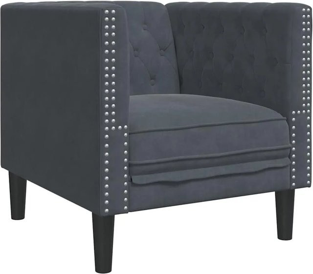 vidaXL Chesterfield Sofa aus Samt in Dunkelgrau, B/T/H: 74,5 x 71 x 70,5 cm - Bild 1