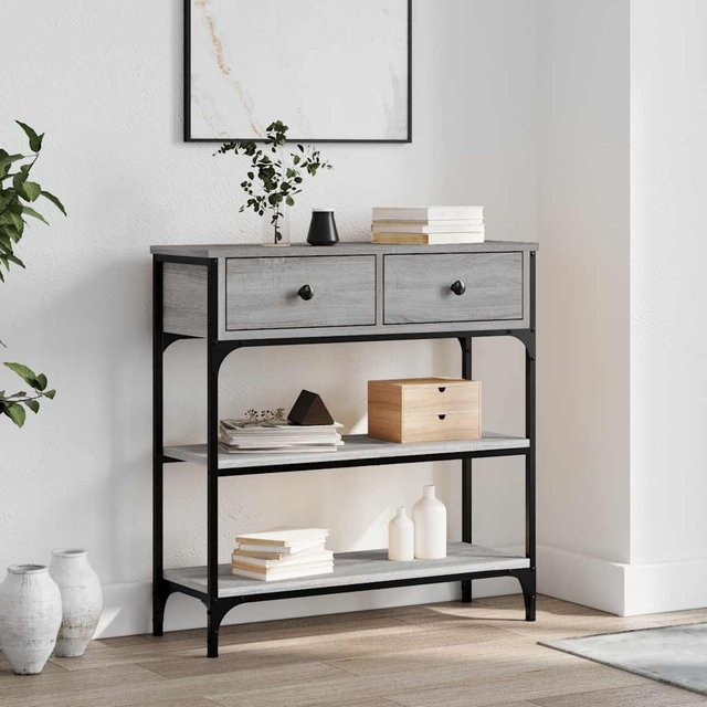 vidaXL Konsolentisch in Grau Sonoma aus Holzwerkstoff und Metall, B/T/H: 72,5 x 25 x 75 cm - Bild 2