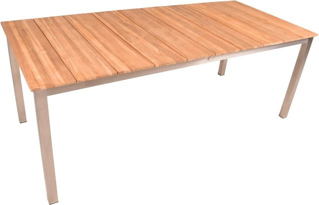 Garden Pleasure Gartentisch DALLAS aus Teakholz in Grau und Beige, rechteckig, B: 200 cm, T: 90 cm, H: 75 cm - Bild 1