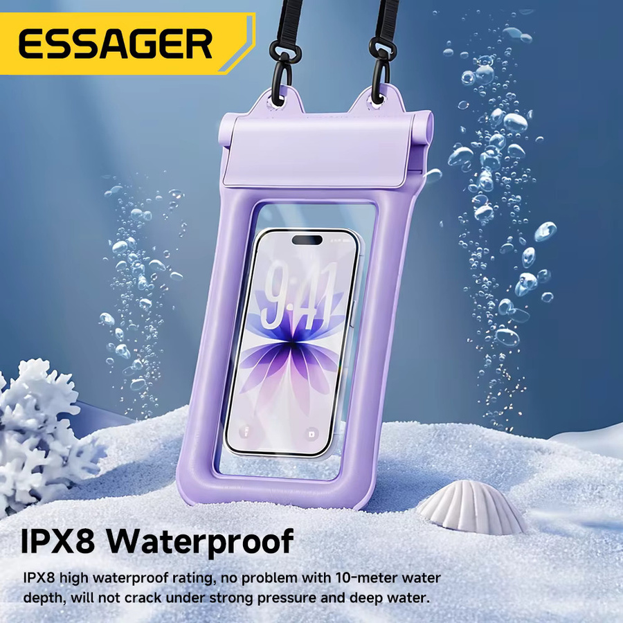 Essager Wasserdichte Handytasche mit Trageriemen in Schwarz für iPhone 17 16 Samsung Xiaomi Huawei zum Schwimmen, Tauchen und Schnorcheln - Bild 2