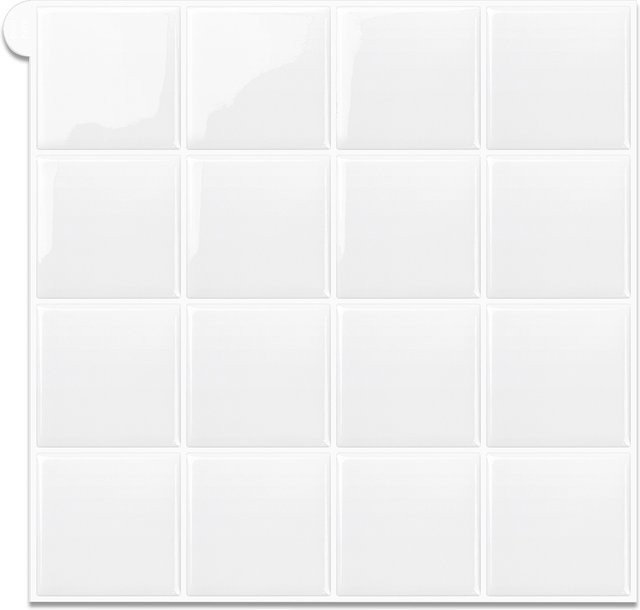 Vividtiles Fliesenaufkleber in Weiß, 10 Stück moderne Vinyl-Tapete für Wand und DIY-Projekte - Bild 1
