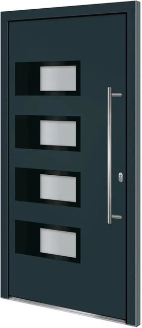 vidaXL Haustür in Anthrazit mit Glaseinsatz aus Aluminium und Kunststoff, B: 100 cm, H: 200 cm - Bild 1