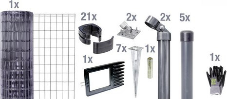 Gust. Alberts Maschendrahtzaun Set Fix-Clip Pro mit Bodenhülsen, Breite: 1000 cm, anthrazit-schwarz - Bild 1