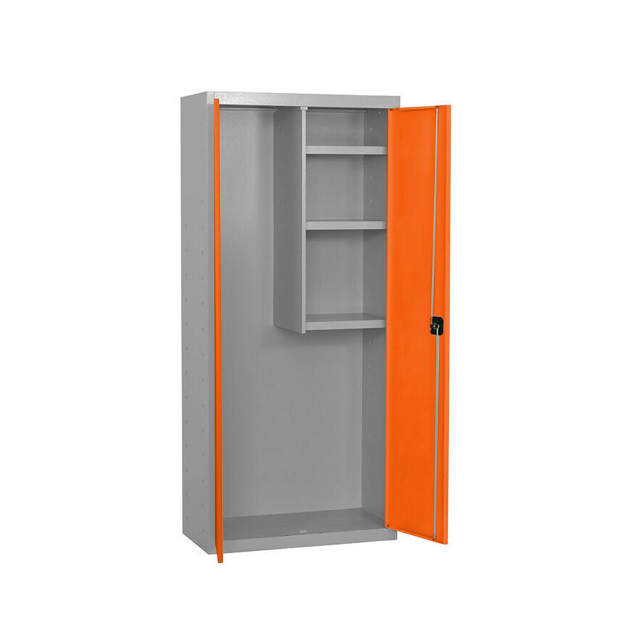 PROREGAL Putzmittelschrank AMEGO Metallschrank für den Haushalt in Orange-Grau mit 3 Fachböden und Schloss, H x B x T: 180 x 80 x 40 cm - Bild 2
