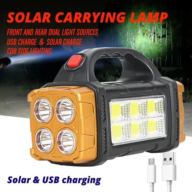 KDULIT Solar Taschenlampe mit Powerbank-Funktion und COB-Arbeitslicht in Multicolour - Bild 1