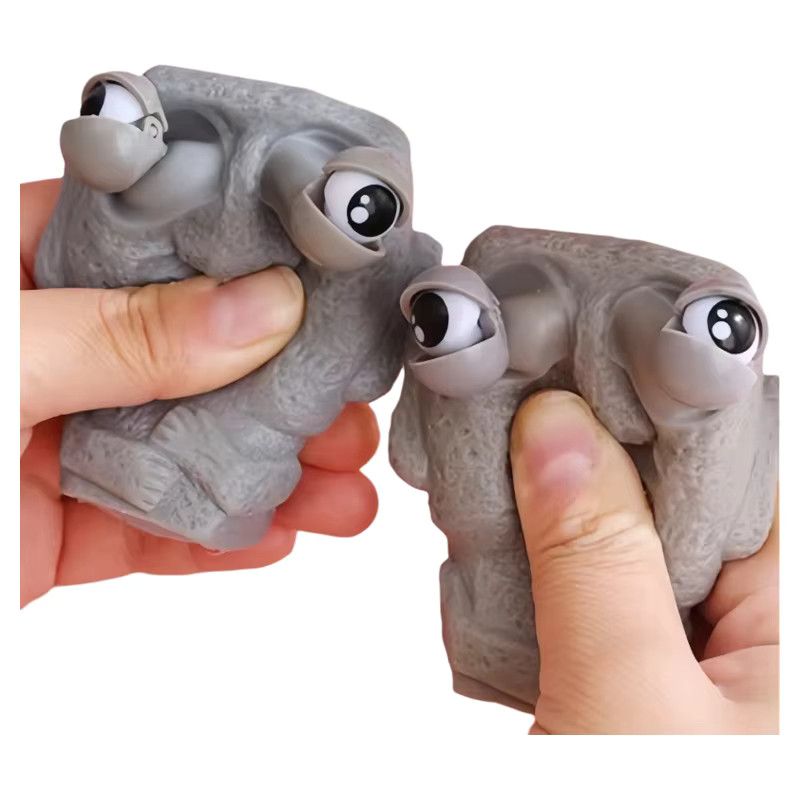 Soulbao Moai Stressspielzeug Squeeze Moving Eyes Steinfigur in Grau für Kinder und Erwachsene - Bild 2