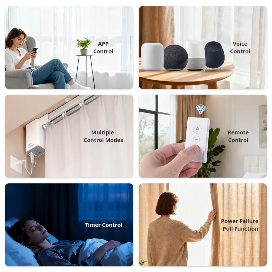 Zemismart Matter Thread Smart Motor MT03 mit Vorhangschienen-Verbindungssystem in Weiß, kompatibel mit HomeKit, SmartThings, Home Assistant und Google Home - Bild 5