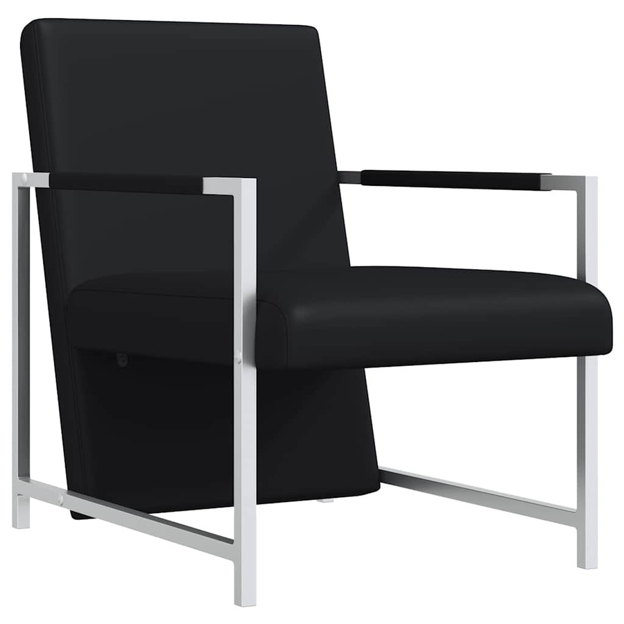 vidaXL Sessel in Schwarz aus Kunstleder mit verchromten Füßen und Armlehnen - Bild 3