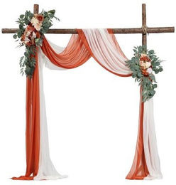 VEVOR Blumenset für Hochzeitsbögen in Orange, Creme, Rot und Weiß mit Textilvorhängen – 4er-Set für Bohemian Zeremonien und Empfangshintergründe - Bild 1
