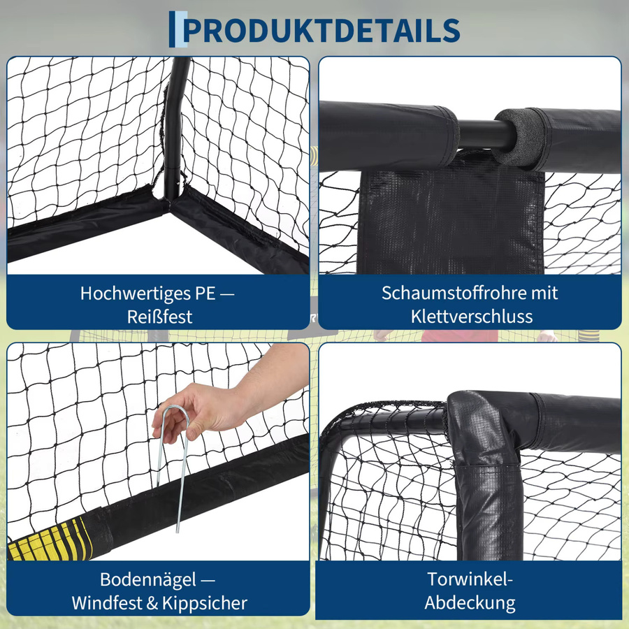 HiMISS Tragbares Fußballtor für den Garten in Schwarz mit robustem Stahlrahmen und Bodenbefestigungen - Bild 6