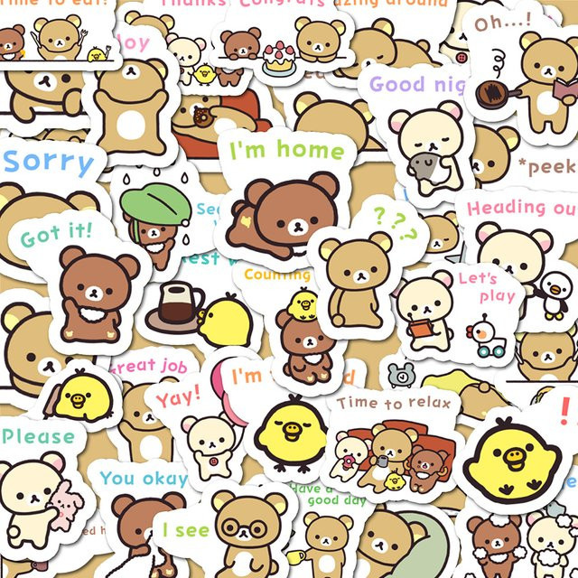 40 Stück RILAKKUMA Emoji Aufkleber in Multicolour für DIY Tagebuch Laptop und Gepäck - Bild 1