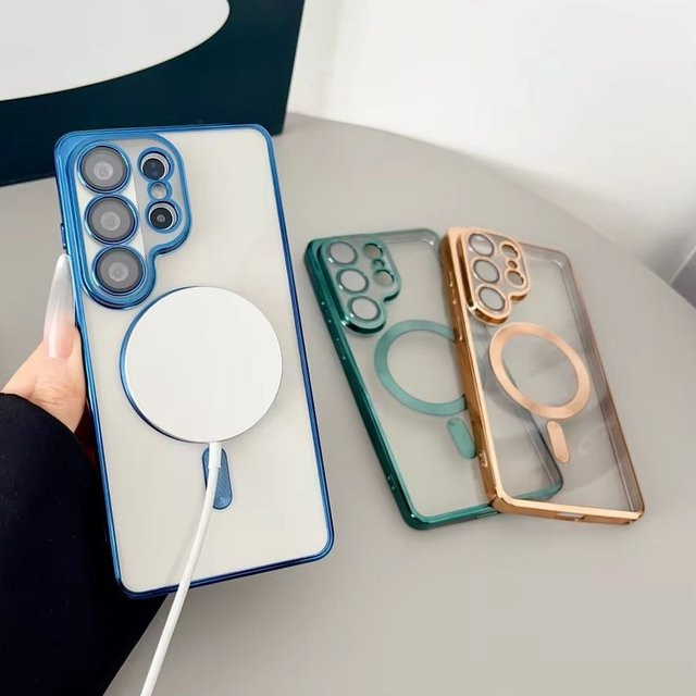 Magnetische Luxus-Beschichtung Handyhülle für Samsung Galaxy S26 S25 S24 S23 S22 S21 Plus Ultra Note 20 FE mit MagSafe Kompatibilität in Blau - Bild 1