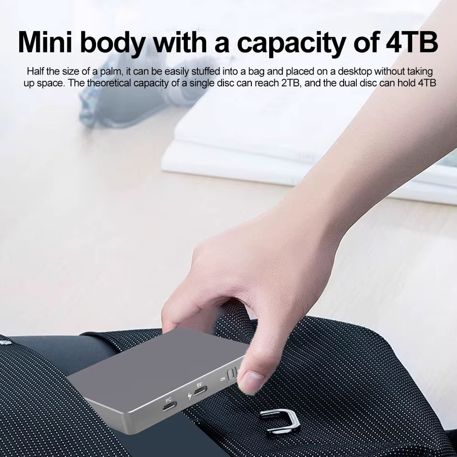 Kebidu Dual-Bay M.2 NVMe SSD-Gehäuse mit USB-C, 10Gbps USB 3.2 Gen2 Dockingstation für NVMe SSD Größe 2280, Grau - Bild 4