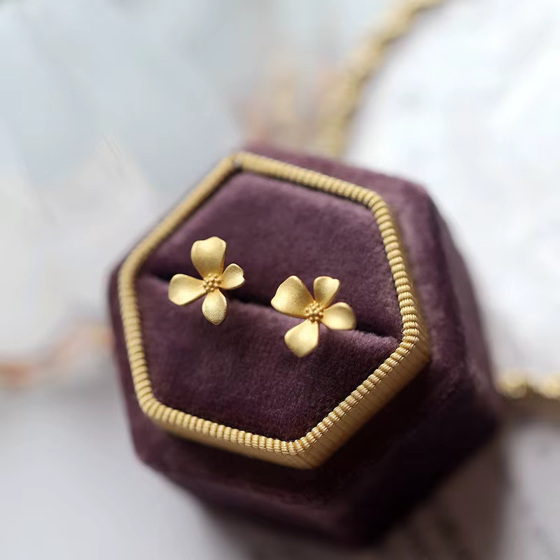 MAXBVYING Ohrstecker, Blumen, Goldfarben, Damen - Bild 3