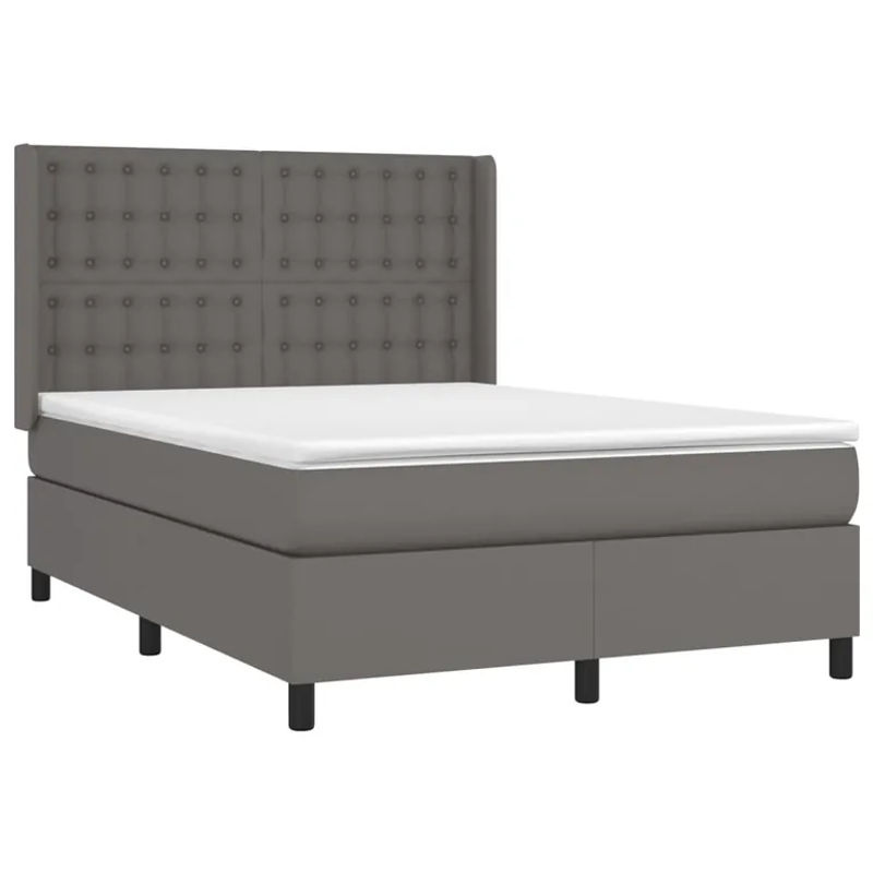 Vidaxl Kontinentalbett mit Matratze und LED in Grau aus Kunstleder, B/T: 140 x 200 cm - Bild 3