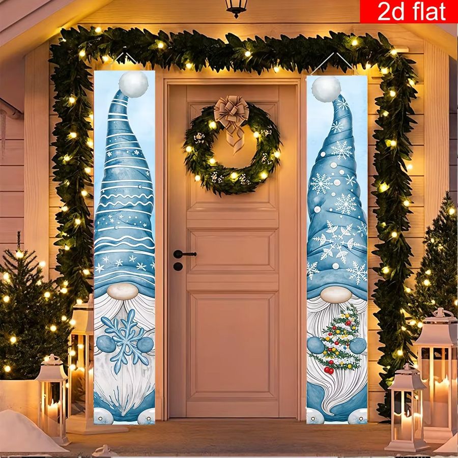 VIKAMA Winter-Zwerg Wandbehang aus Polyester in Blau für Weihnachtsdekoration und Veranda - Bild 6