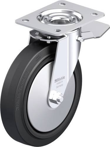 Blickle Stahlblech-Lenkrolle LE-POEV 200KAD-ST-FA in Schwarz-Grau mit 200 mm Rad-Durchmesser und 300 kg Tragfähigkeit - Bild 1