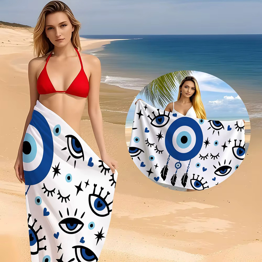 RoarGosh Strandhandtuch mit Böser Blick Muster für Damen und Herren, B/H: 150 x 70 cm - Bild 3
