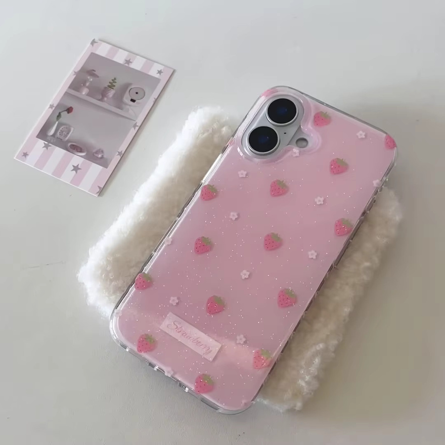 INS Cartoon Erdbeer Handyhülle für Samsung Galaxy (A-Serie) in Pink - Bild 2