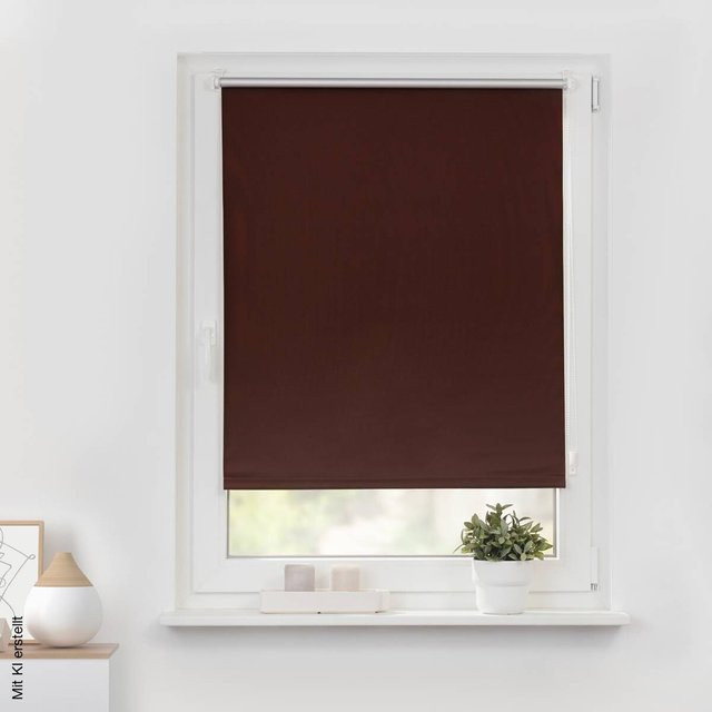LICHTBLICK Thermo Klebe- und Klemmrollo in Braun mit Verdunklungsqualität, UV-beständig und feuchtraumgeeignet, Breite: 80 cm, Höhe: 220 cm - Bild 1