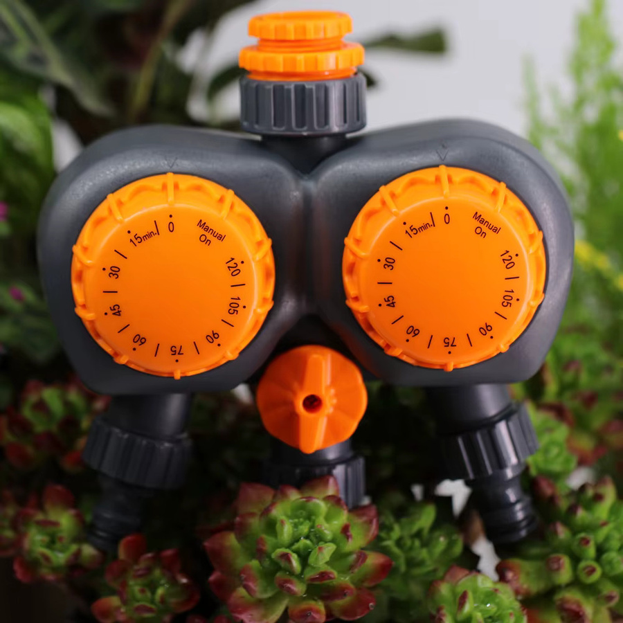 Mechanischer 3-Wege-Bewässerungscomputer RBCFHI mit doppelter Steuerung für Garten und Schlauch-Tropfsprinkler, Orange - Bild 2