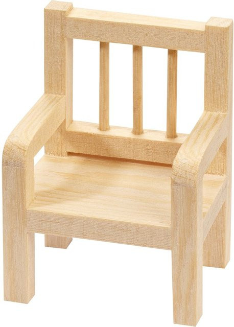HobbyFun Miniatur Stuhl aus Holz in Beige - Bild 1