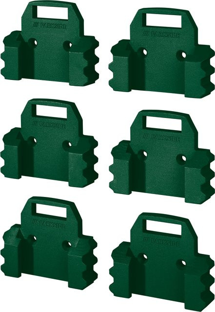 Parkside Wandhalter-Set für Akkus, 6-teilige Einzelhalterung für Akku-Schrauber, grün - Bild 1