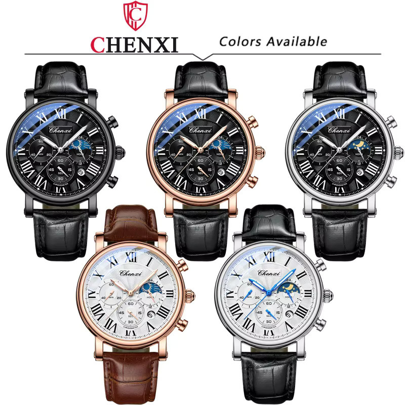 CHENXI Armbanduhr, Quarz, Leder, Roségold, Herren - Bild 6
