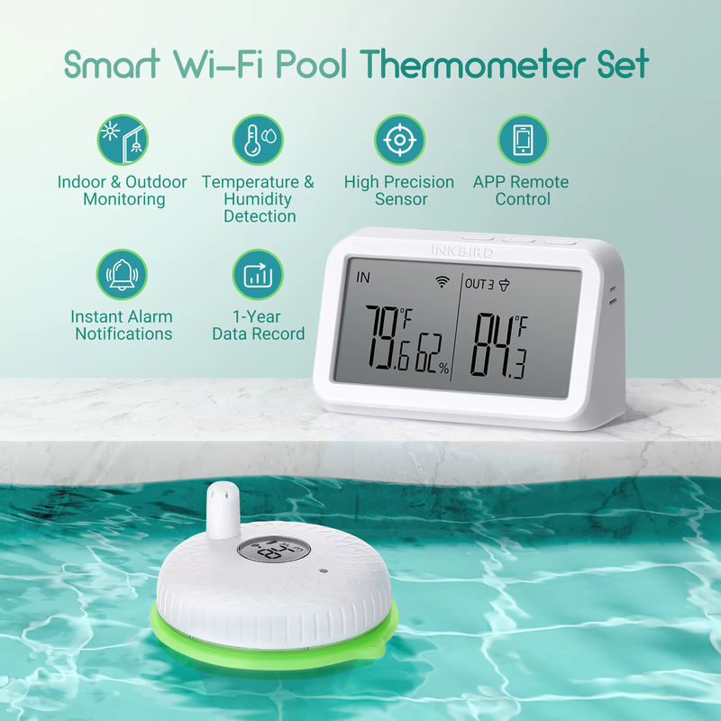 INKBIRD Drahtloses schwimmendes Poolthermometer der 2. Generation mit IBS-M2 Wi-Fi-Gateway, wasserdichtes digitales Thermometer für Pool, Spa und Teich - Bild 2