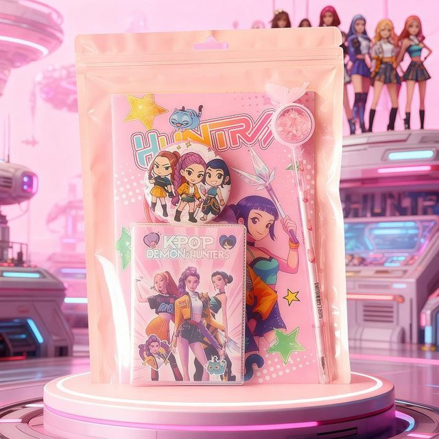 Yiran toy 1 K-Pop Dämonenjäger Cartoon Schreibwaren-Set in Pink - Bild 1