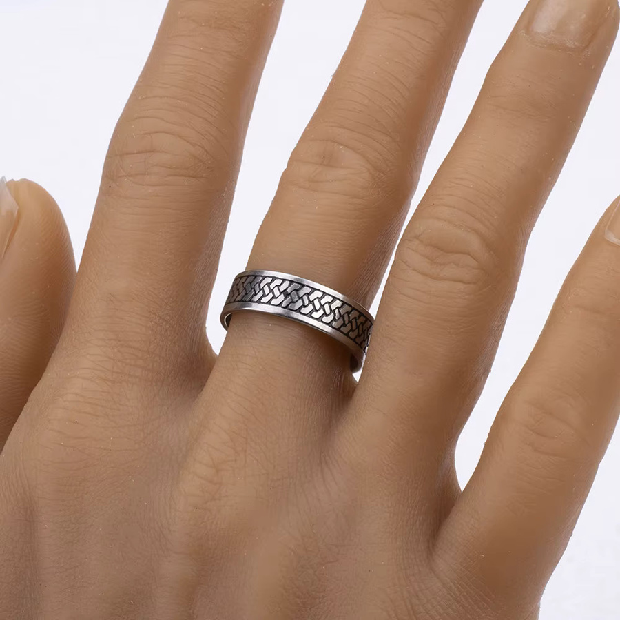 EKUSTYEE Ring Edelstahl, Vintage, Silber, Herren - Bild 3