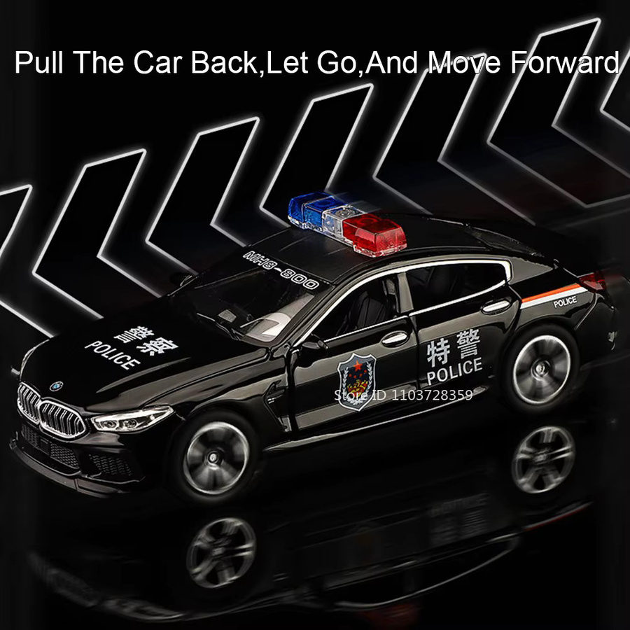 MAKEDA M8 M4 Polizeiauto, Spielzeugmodell, Metalldruckguss, 1:32, mit Licht und Sound - Bild 3