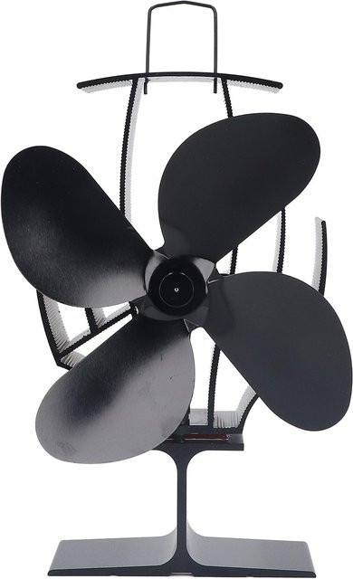 Neoglint Wärmebetriebener Ofenlüfter mit 4 Flügeln in Schwarz aus Metall und Aluminium - Bild 1