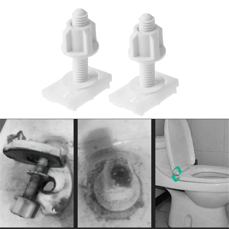 VIBRATITE Befestigungssatz für Toilettensitz, 2 Sets Scharnierschrauben mit Unterlegscheiben, Weiß, Universell - Bild 2