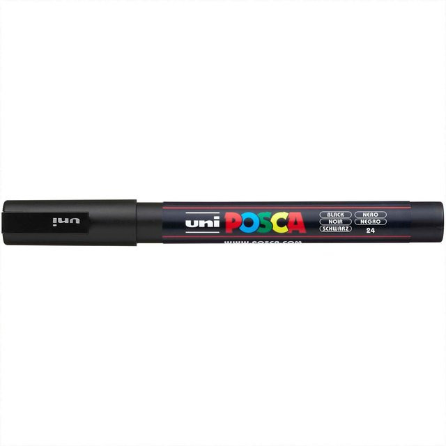 uni POSCA-Marker PC-3M Permanentmarker mit feiner Pigmentspitze in Schwarz, Strichbreite 0,9-1,3 mm - Bild 1