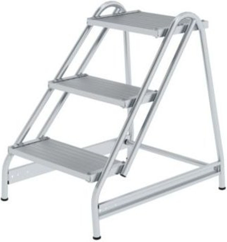 Günzburger Steigtechnik MUNK 50051 Aluminium Arbeitstreppe fahrbar Silber mit 3 Stufen und einer maximalen Arbeitshöhe von 2,7 m - Bild 2